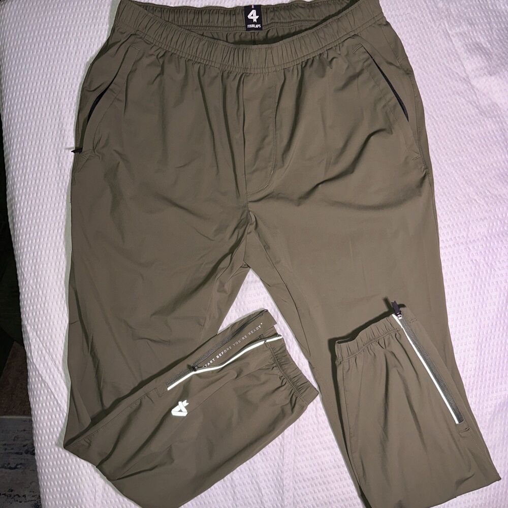 Fourlaps Pants Mens Medium Performance Athletic Jogger Zip Pockets Polyester